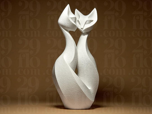 cats sculpture - couple figure - elegant 3D print - cat decor - two kittens in love