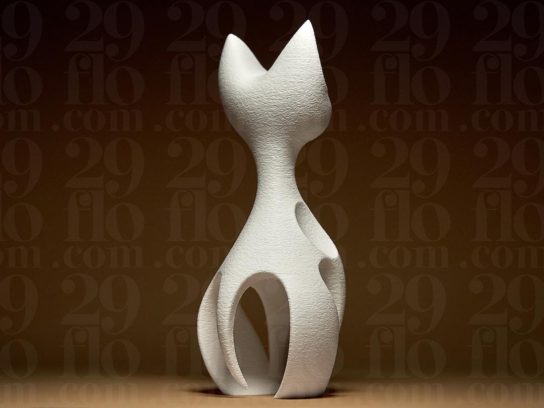 cat sculpture - elegant 3D print - home decor - geometric figure
