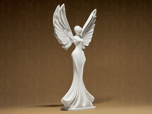 angel sculpture - modern 3D print - home decor - winged statuette