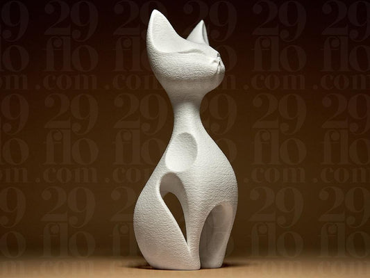 cat sculpture - elegant 3D print - home decor - geometric figure