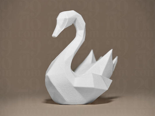 geometric swan sculpture - 3D print - home decor - modern animal figure