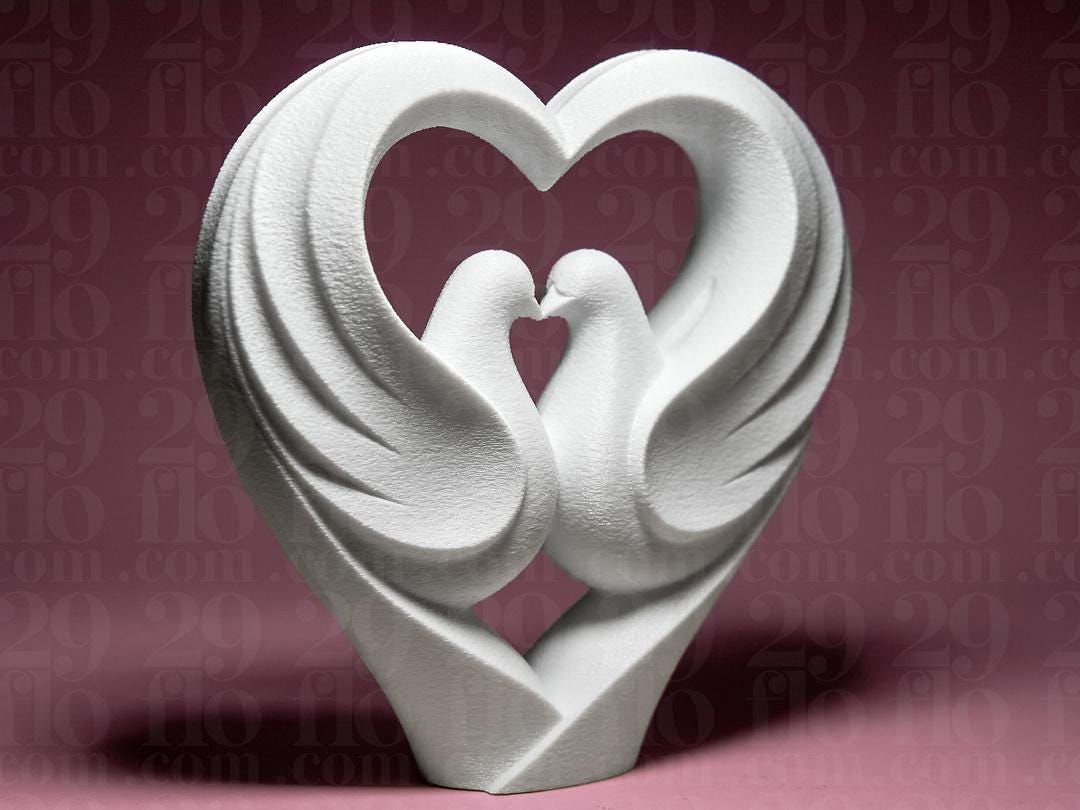 Heart of doves - 3D print - elegant sculpture - love decor