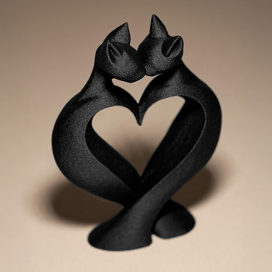 Cats in Love - 3D Printed Kitten Sculpture - Modern Decor Figurine