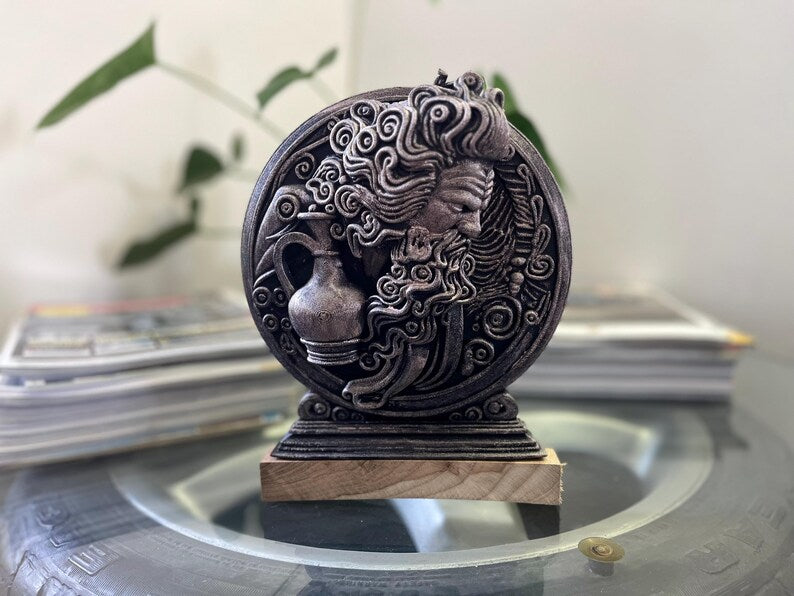 Wassermann Relief - 3d Druck - Sternzeichen Skulptur handbemalt mit Metallic Farbe
