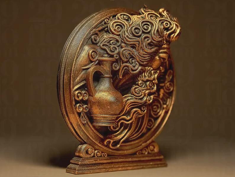 Wassermann Relief - 3d Druck - Sternzeichen Skulptur handbemalt mit Metallic Farbe