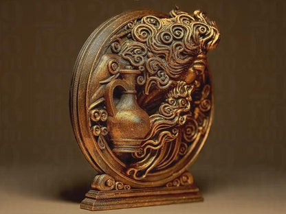 Wassermann Relief - 3d Druck - Sternzeichen Skulptur handbemalt mit Metallic Farbe