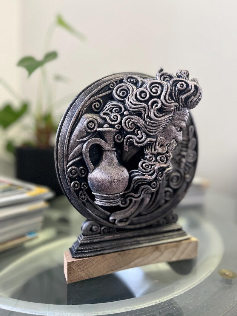 Wassermann Relief - 3d Druck - Sternzeichen Skulptur handbemalt mit Metallic Farbe