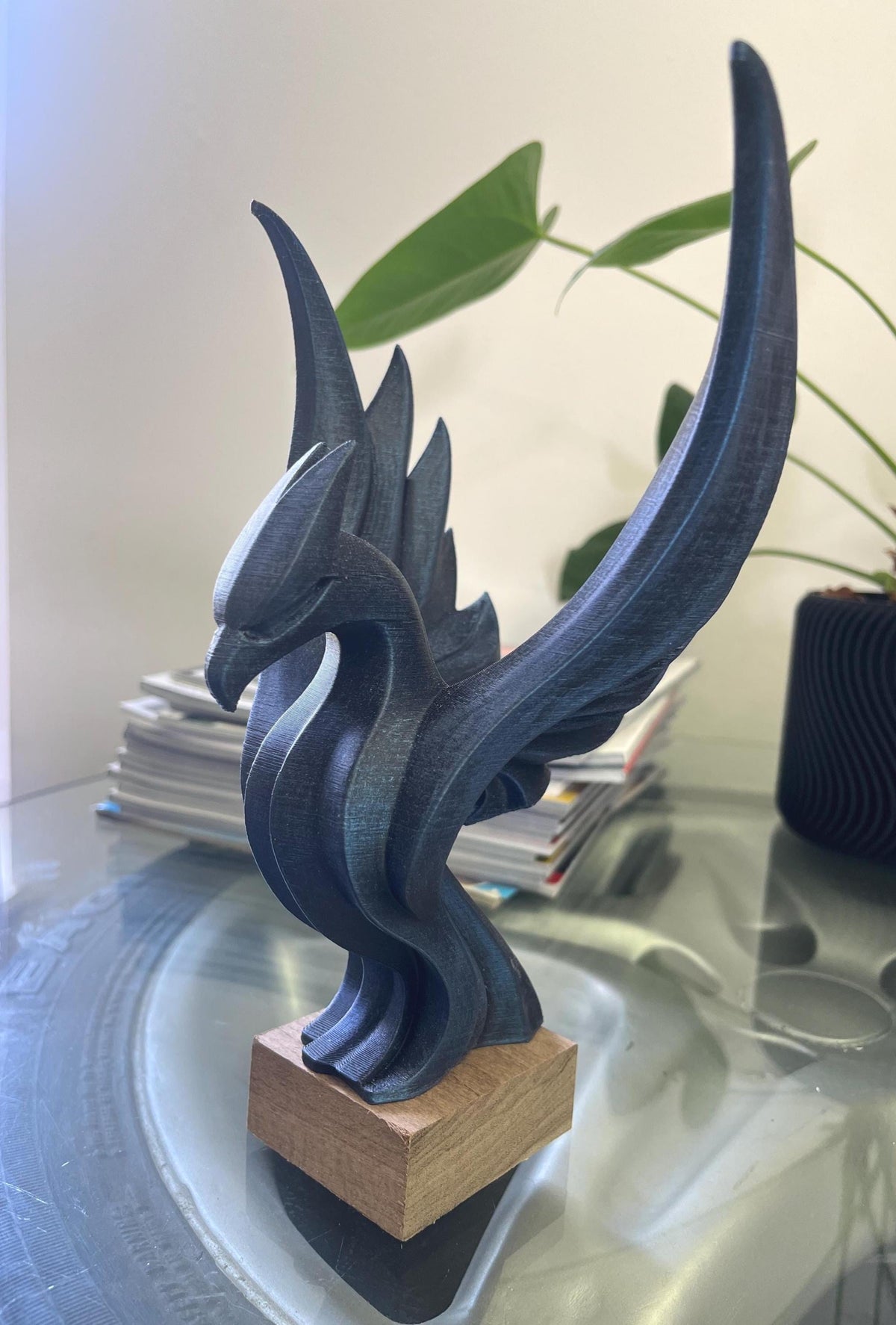 Modern Phoenix Statue - elegant 3d print - hand painted