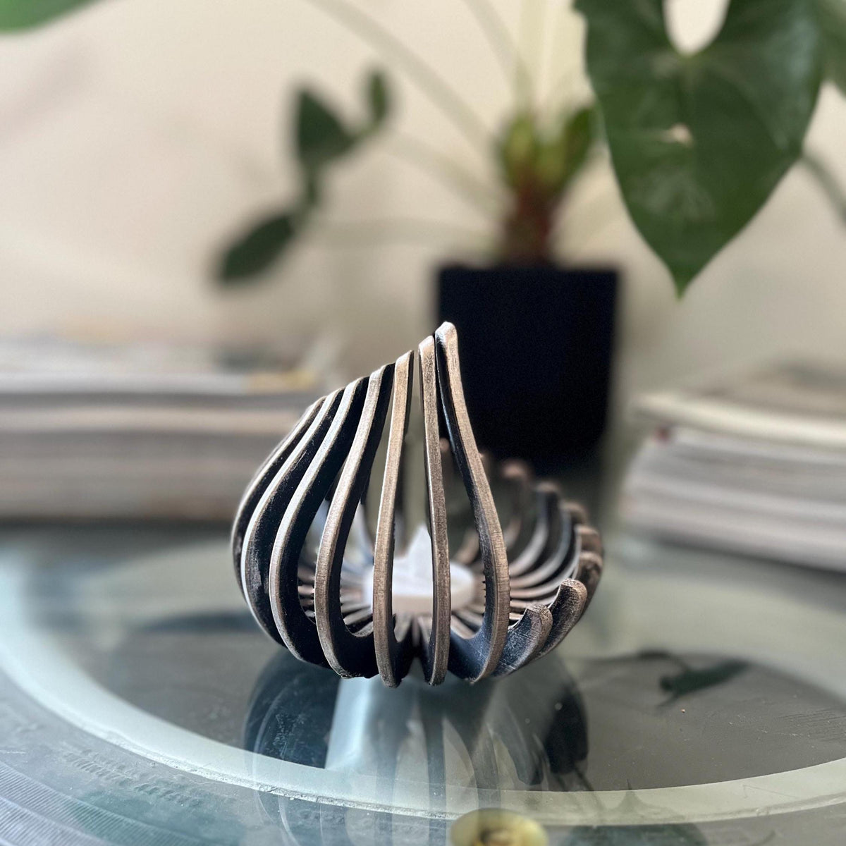 Modern Kerzenhalter für Teelichter - 3D Druck - metallic handbemalt