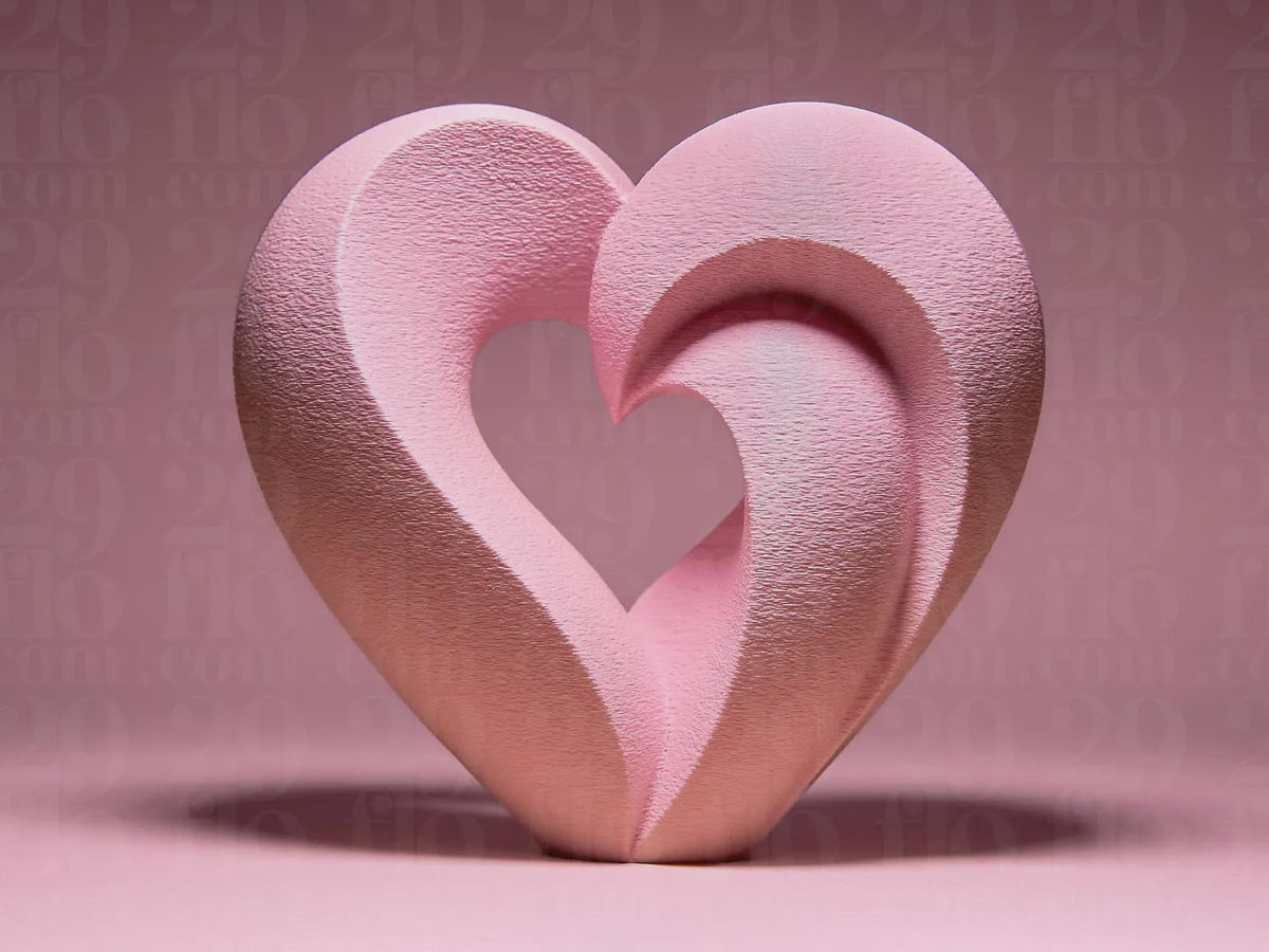 Moderne herzförmige 3D gedruckte Statuette, Figur, Figurine, Dekoration für Valentinstag