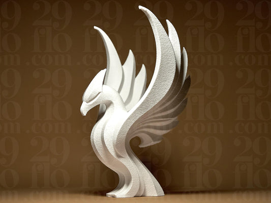 Modern Phoenix Statue - elegant 3d print - hand painted
