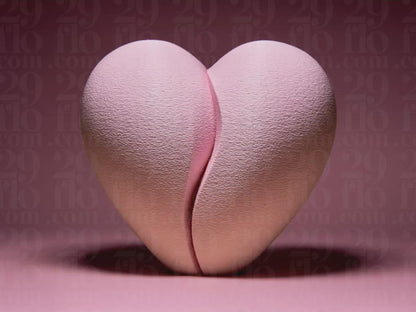 split heart - 3D print - abstract sculpture - love decor