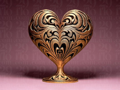 ornamental heart sculpture - 3D print - love decor - romantic gift - hand painted
