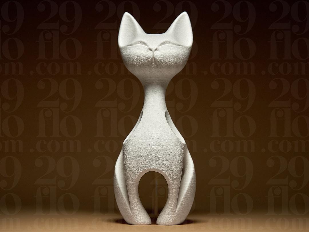 cat sculpture - elegant 3D print - home decor - geometric figure