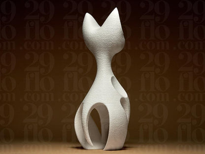 cat sculpture - elegant 3D print - home decor - geometric figure