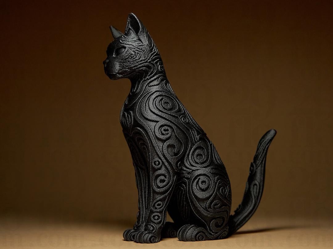 ornamental cat sculpture - 3D print - home decor - pet lovers gift - hand painted