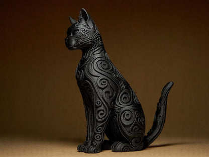 ornamental cat sculpture - 3D print - home decor - pet lovers gift - hand painted