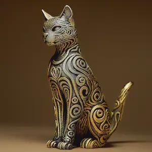 ornamental cat sculpture - 3D print - home decor - pet lovers gift - hand painted