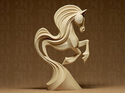 horse sculpture - jumping 3D print - elegant decor - flying figure