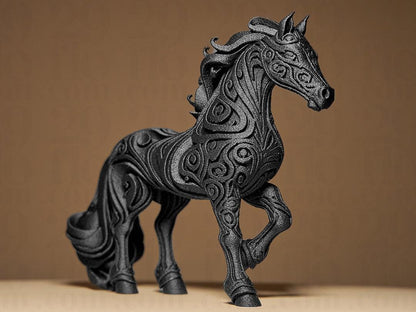 horse sculpture - ornamental 3D print - home decor - hand painted figurine