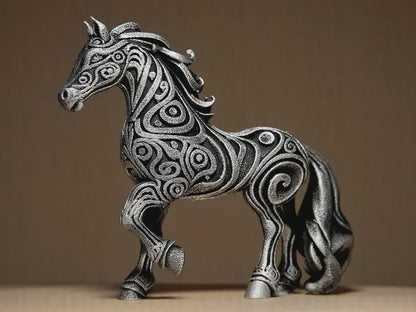 horse sculpture - ornamental 3D print - home decor - hand painted figurine