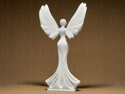 angel sculpture - modern 3D print - home decor - winged statuette