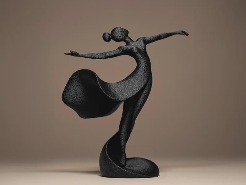 Ballerina Statuette - 3d Druck - metallic handbemalt - Tänzerin