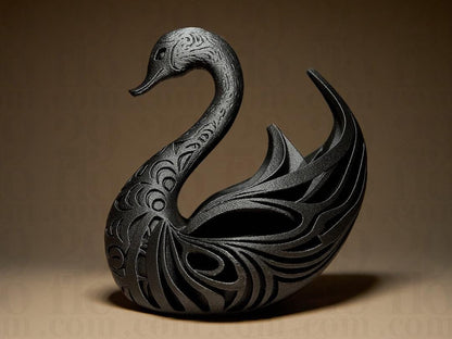 ornamental swan sculpture - elegant 3D print - key holder - modern animal figure