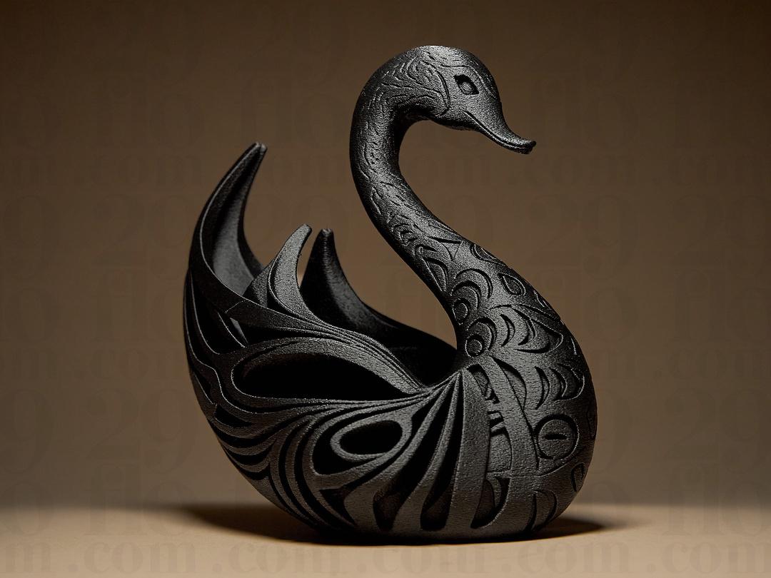 ornamental swan sculpture - elegant 3D print - key holder - modern animal figure