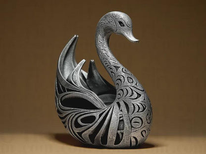 ornamental swan sculpture - elegant 3D print - key holder - modern animal figure