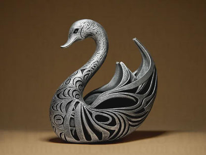 ornamental swan sculpture - elegant 3D print - key holder - modern animal figure
