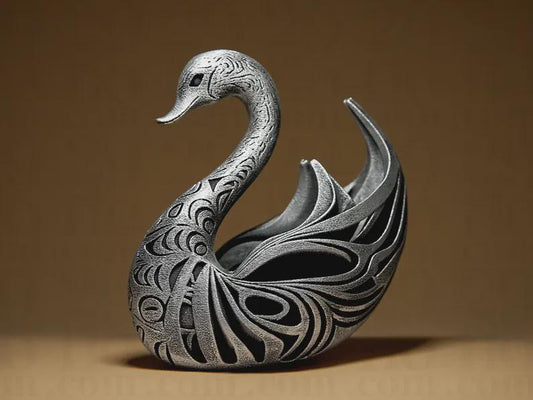 ornamental swan sculpture - elegant 3D print - key holder - modern animal figure
