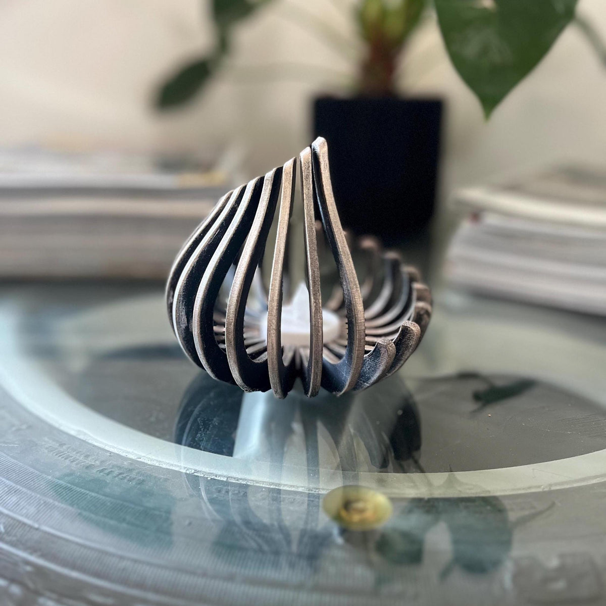 Modern Kerzenhalter für Teelichter - 3D Druck - metallic handbemalt