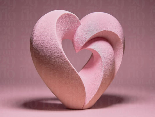 Moderne herzförmige 3D gedruckte Statuette, Figur, Figurine, Dekoration für Valentinstag
