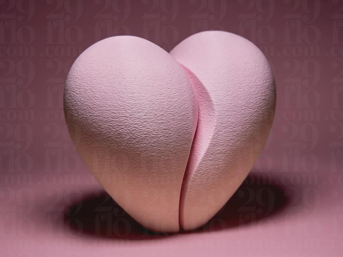 split heart - 3D print - abstract sculpture - love decor