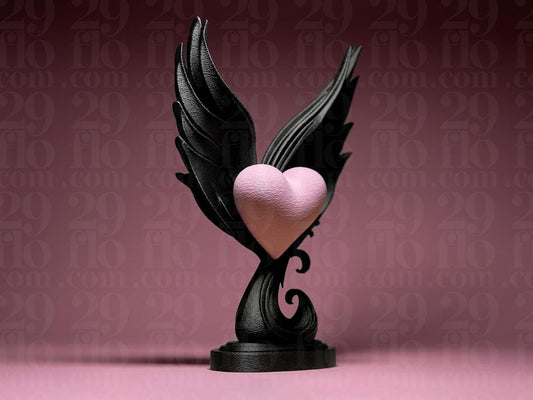 winged heart sculpture - 3D print - angelwings - love decor - romantic gift