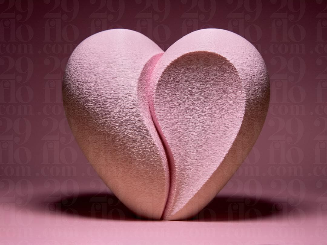 split heart - 3D print - abstract sculpture - love decor