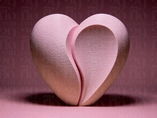 split heart - 3D print - abstract sculpture - love decor