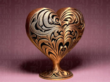 ornamental heart sculpture - 3D print - love decor - romantic gift - hand painted