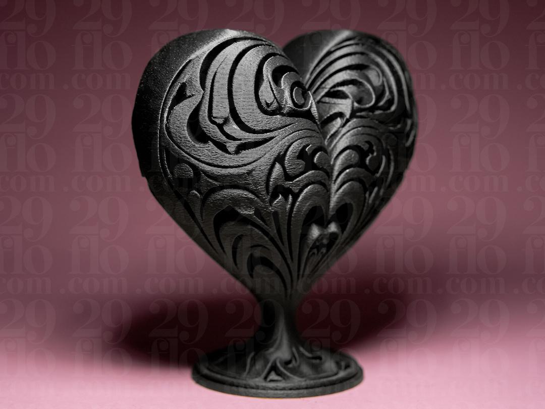 ornamental heart sculpture - 3D print - love decor - romantic gift - hand painted