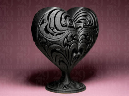 ornamental heart sculpture - 3D print - love decor - romantic gift - hand painted