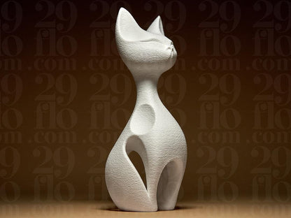 cat sculpture - elegant 3D print - home decor - geometric figure