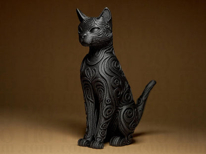 ornamental cat sculpture - 3D print - home decor - pet lovers gift - hand painted