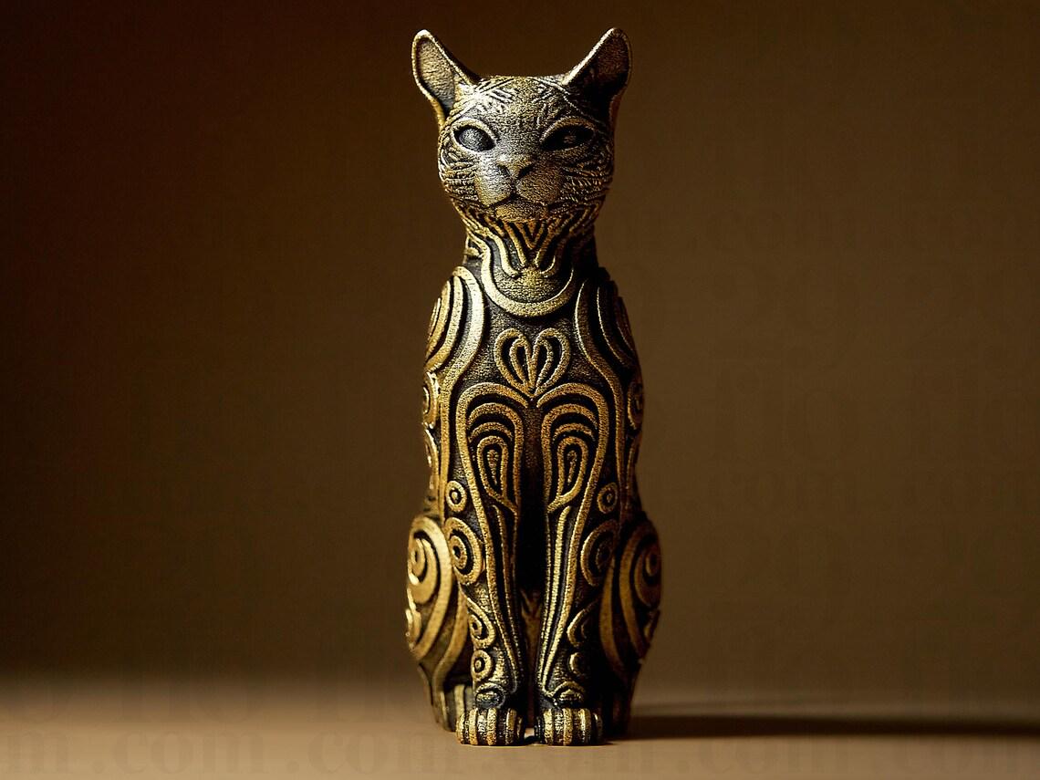 ornamental cat sculpture - 3D print - home decor - pet lovers gift - hand painted