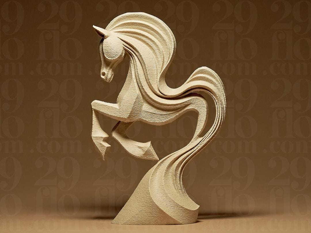 horse sculpture - jumping 3D print - elegant decor - flying figure