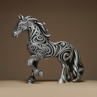 horse sculpture - ornamental 3D print - home decor - hand painted figurine