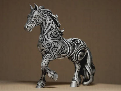 horse sculpture - ornamental 3D print - home decor - hand painted figurine