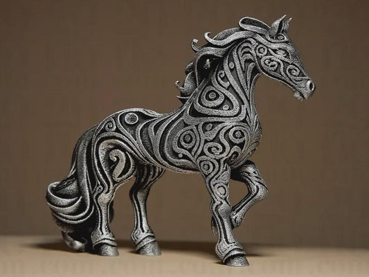 horse sculpture - ornamental 3D print - home decor - hand painted figurine