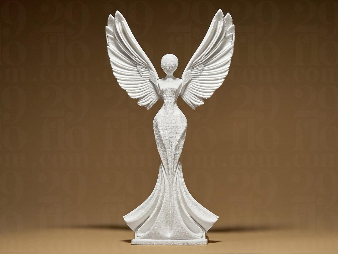 angel sculpture - modern 3D print - home decor - winged statuette