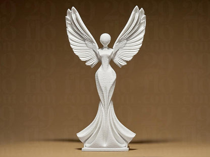 angel sculpture - modern 3D print - home decor - winged statuette